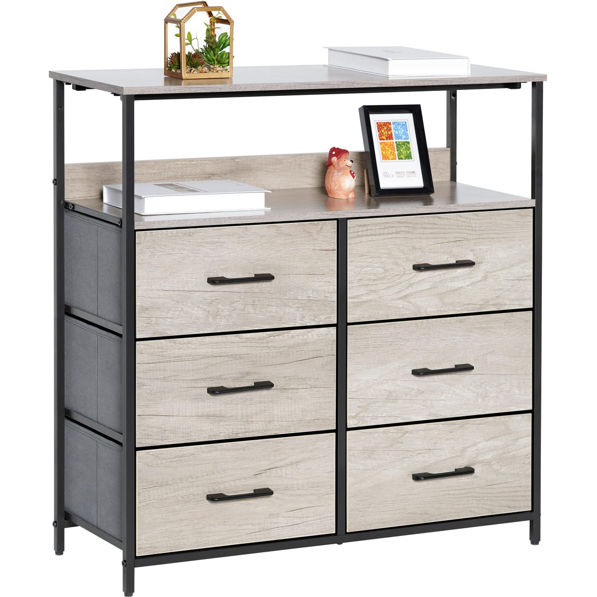 Dresser for Bedroom 6 Drawer Dresser with Shelvesfor Kids Room, Closet