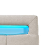 Bed with LED Frame Beige - Queen