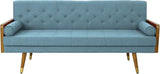 Aidan Mid Century Modern Tufted Fabric Sofa, Blue