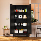 61" Tall Farmhouse Metal Pantry Cabinet, Kitchen Pantry Storage Cabinets