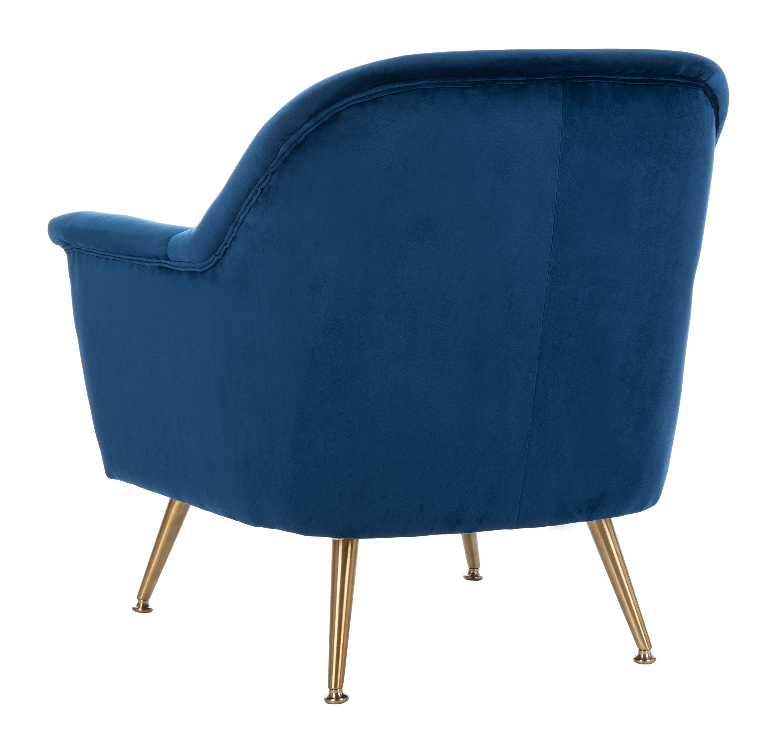 Home Brienne Retro Glam Navy Velvet and Brass Arm Chair