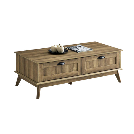 Newport Series Tall Center Coffee Table with Two Fully Extended Drawers | Sturdy and Stylish | Easy Assembly|