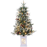 3ft Mini Christmas Tree, Pre-Lit Artificial Tree with 78 Warm White Lights