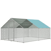 Sunny Heart Large Chicken Coop Run with Immersed Wire Mesh, Metal Chicken Coop for 10 Chickens Heavy Duty Chicken Run in for Yard with Waterproof Cover and Secure Lock(157.5" L x 118" W x 76.8" H)
