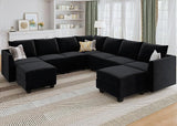 Modular Sectional Sofa Velvet U Shaped Couch with Storage Oversized Sectional Sofa