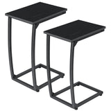 C Shaped End Table Side Table of 2, Small Sofa Table with Metal Frame