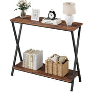 Console Table, Sofa Tables Narrow Entryway Table with Storage Shelf and Metal Frame,