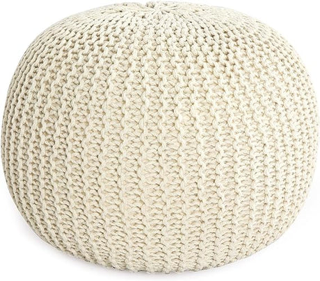 Unstuffed Ottoman Pouf Cover, 100% Cotton Handmade Knitted Ottoman Pouf