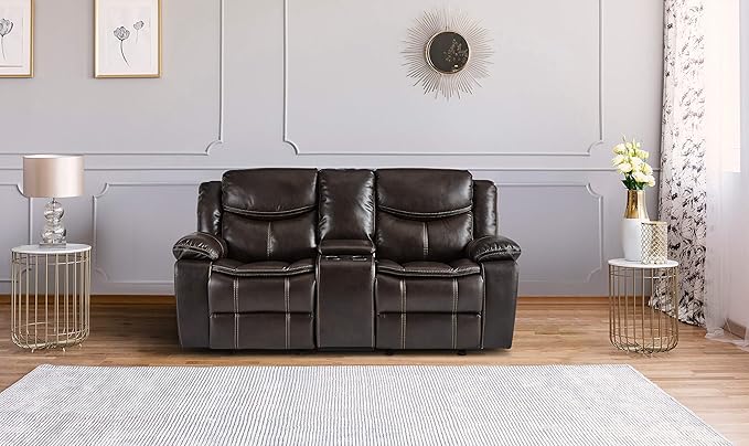 Manual Double Glider Reclining Loveseat, Black