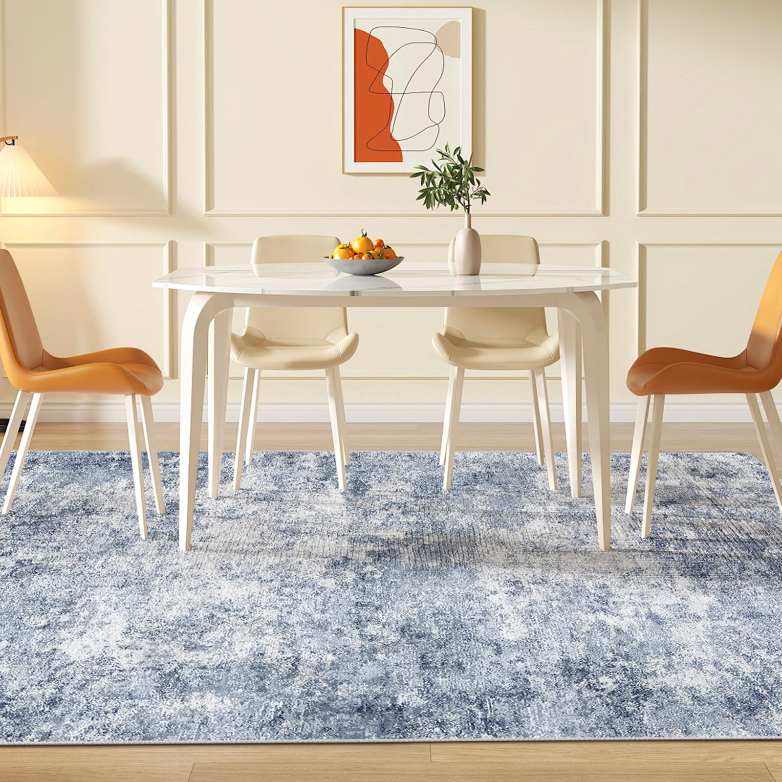 WITSHOCK 6x9 Area Rugs for Living Room : Machine Washable Non Slip - Low Pile Modern Abstract Carpet for Bedroom Kids Room Dining Room - Stain Resistant for Household - Pet Owners (Blue)