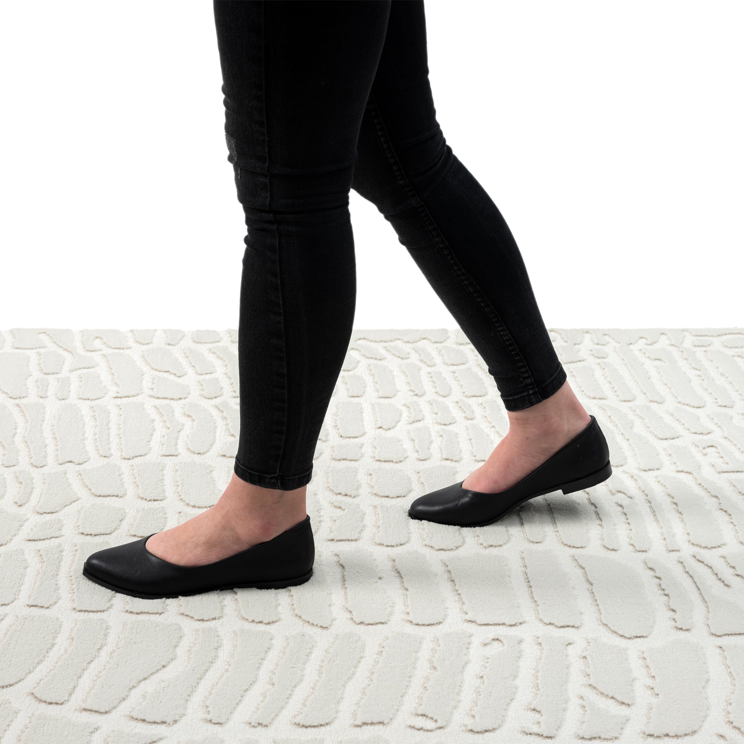 Abani Cream Area Rug for Living Room, Bedroom - Pebble Pattern - 8 x 10 - Durable & Easy to Clean