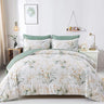 7 Pieces Floral Reversible Bed in a Bag Gold and Blue Leaves Bedding Set