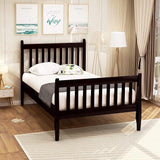 Twin Solid Wood Platform Bed with Headboard and Footboard, Wooden Slats