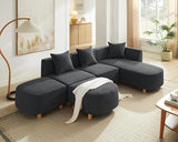109.84" Modular Sectional Sofa with 3 Pillows, Convertible 5-Seater Comfy