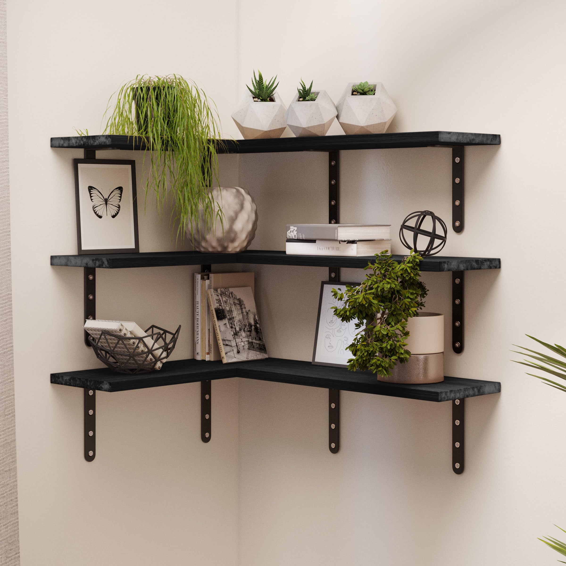 Floating Shelves - Set of 6 Shelves for Living Room, Kitchen, Bedroom