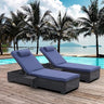 Outdoor Wicker Patio Chaise Lounge Set, 2 Piece Rattan Reclining Chair