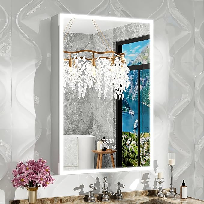 Medicine Cabinet with Lights,  Inch Surface or Recessed Medicine Cabinet