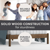 Queen Size Solid Wood Bed Frame with Upholstered Boucle Headboard