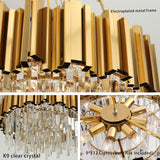 AKDXIRUN Gold Crystal Chandelier 9 Lights Round W22in + 3 Lights Chandelier W12 for Dining Room Living Room Bedroom Kitchen Island