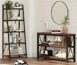 Rustic Console Table Behind Couch, Industrial Entryway Table with Shelves,