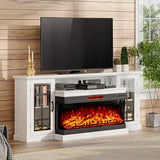 75in 3-Sided Glass Fireplace TV Stand for TVs up to 85"