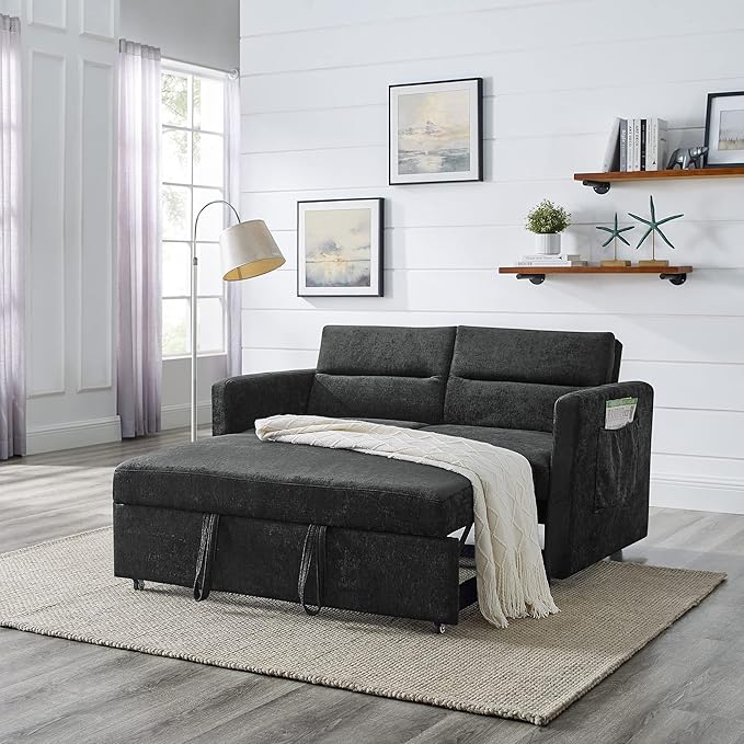 76.8'' Pull Out Sleeper Reversible Sectional Storage Sofa Bed, Convertible Velvet Corner Sofa Bed and Reversible