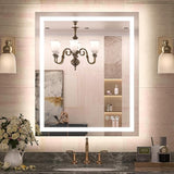 Bathroom Mirror with Lights 55x36 Inch Frontlit & Backlit Lighted Vanity Mirror Anti Fog