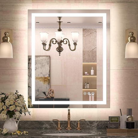 LED Bathroom Mirror with Lights 40x24 Inch Frontlit & Backlit Lighted Vanity Mirror