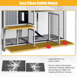 Rabbit Hutch Indoor Outdoor Bunny Cage 63” Guinea Pig Cage 2 Story Rabbit House