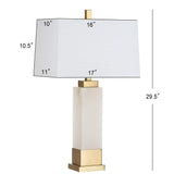 SAFAVIEH Lighting Collection Rozella Alabaster White/ Gold 30-inch Bedroom Living Room Home Office Desk Nightstand Table Lamp (LED Bulb Included)