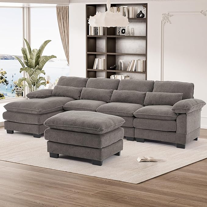 114" U Shape Sectional Sofa Cloud Couch for Living Room
