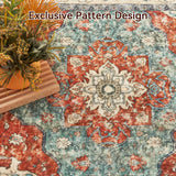 Washable Area Rug - 5'x7' Boho Living Room Rug, Non-Slip Soft Rugs Indoor for Bedroom