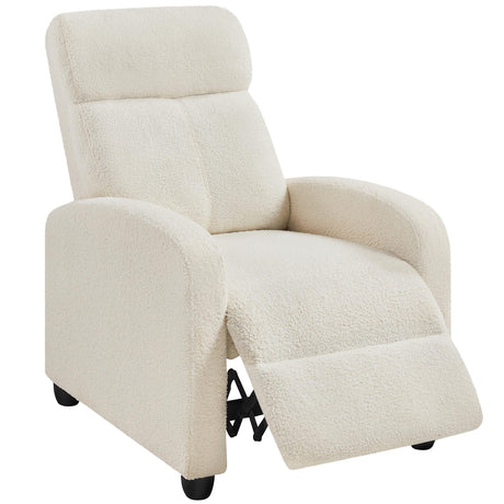 Fabric Recliner Sofa Push Back Recliner Chair Adjustable Modern Single Reclining Chair Upholstered Sofa with Pocket Spring Living Room Bedroom Home Theater Ivory