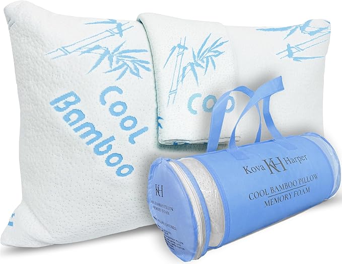 Cool Rayon of Bamboo Pillows 2 Pack Queen Size (20"x30") for Sleeping