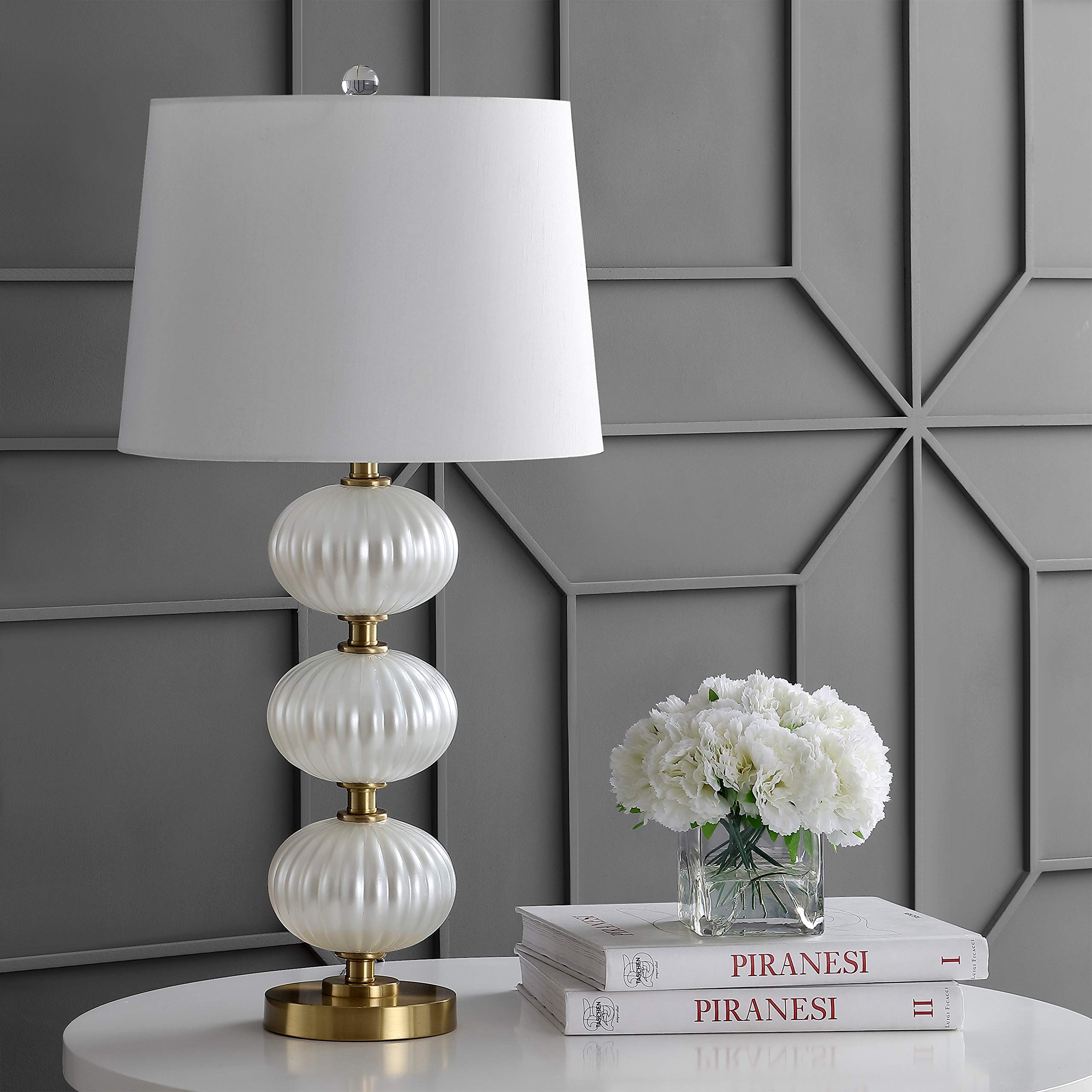 JYL2073A Carter 29.7" Glass LED Table Lamp Traditional Transitional Bedside Desk