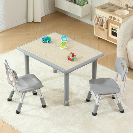 Todder Table and Chairs, 31.5''L x 23.6''W Sturdy Kids Activity Table with Stainless Steel Legs