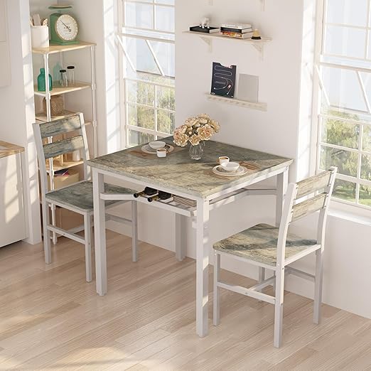 3-Piece Dining Table Set for Small Spaces with Storage