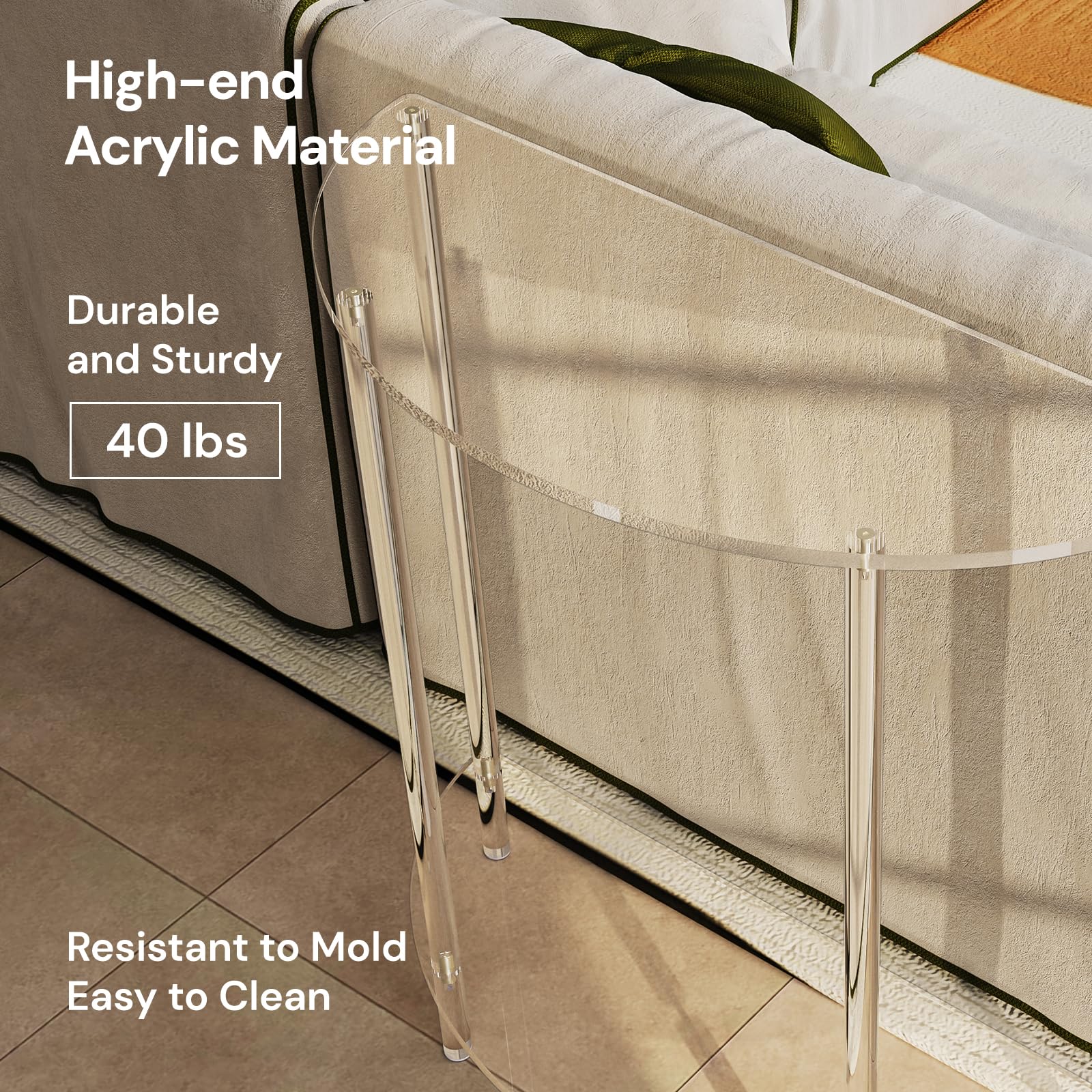 Half Moon Acrylic Console Table - 29.5" Clear Entryway Table