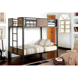 Metal Frame Bunk Bed with Nailhead Accents, Twin, Black