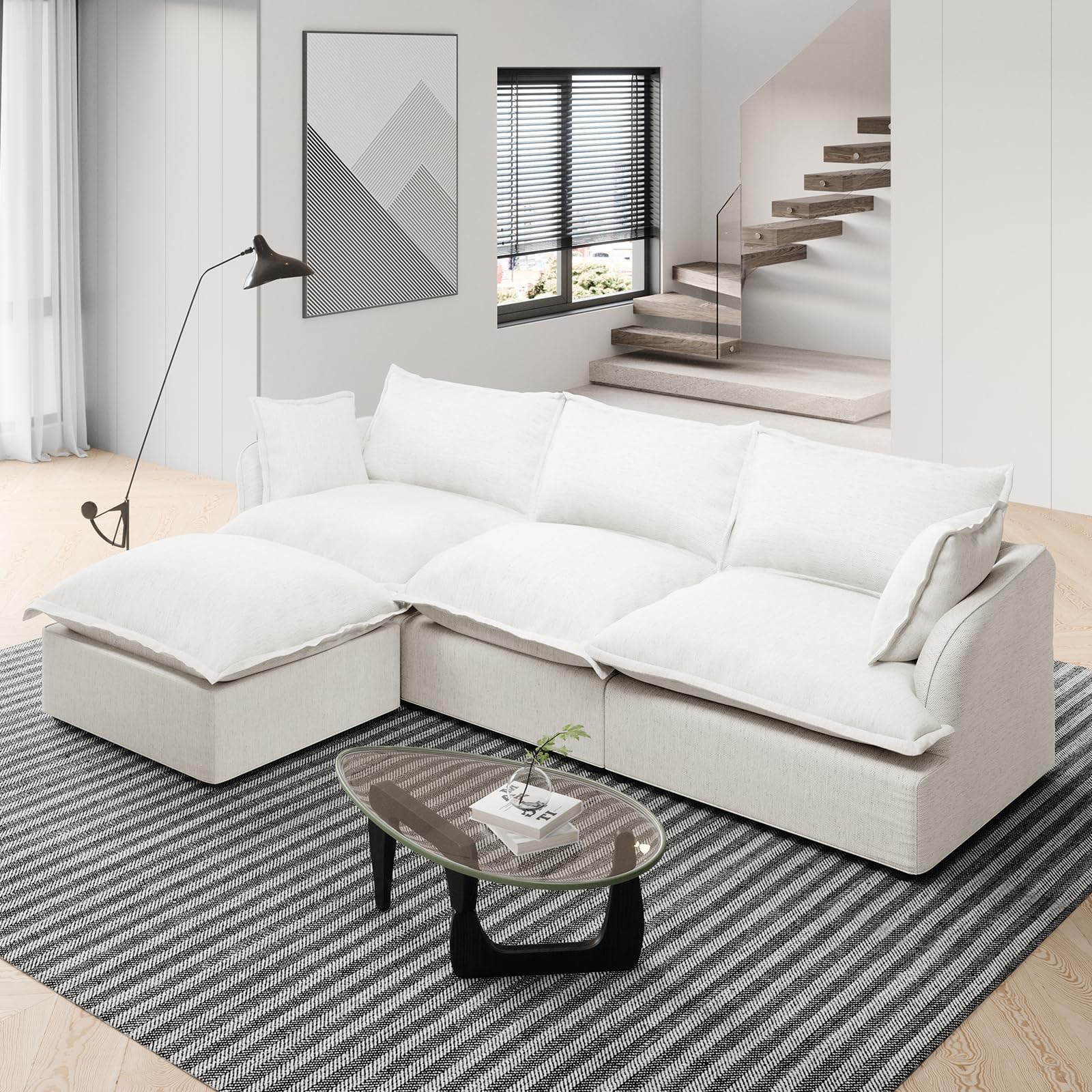 Cloud Sectional Sofa,117" Large Convertible Modular Couch