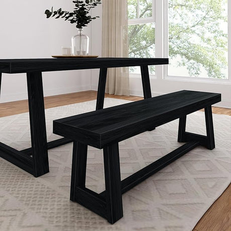 60 Inch Farmhouse Dining Bench, Solid Wood Entryway Bench