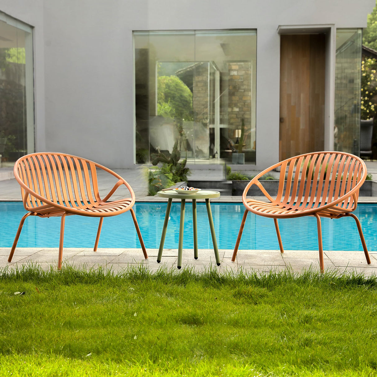 Patio Furniture Set, 3 Pieces Outdoor Furniture with Bistro Table