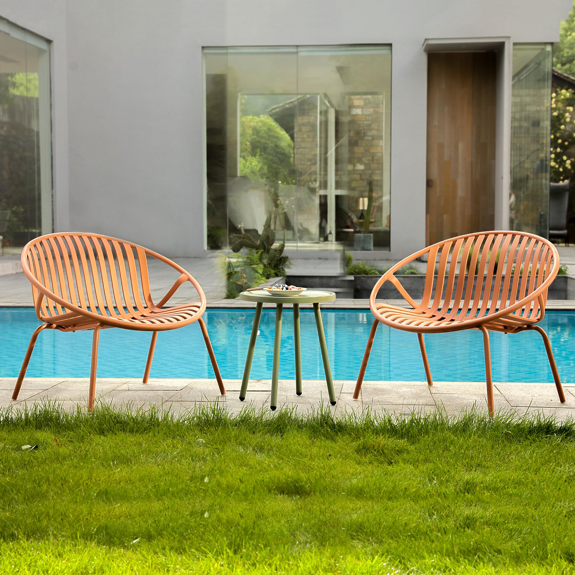 Patio Furniture Set, 3 Pieces Outdoor Furniture with Bistro Table