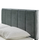 Silver Grey Velvet Queen Bed with Line Stitch Tufting