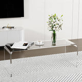 Clear Acrylic Coffee Table with Storage Shelf, 31.5" L x 15" W x 15.7'' H