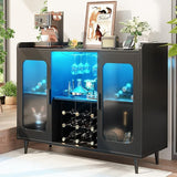 Wine Bar Cabinet with Power Outlet, Liquor Cabinet Bar with LED Light