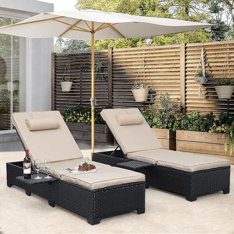 Outdoor Chaise Lounge Chairs for Outside Patio Furniture Set of 2