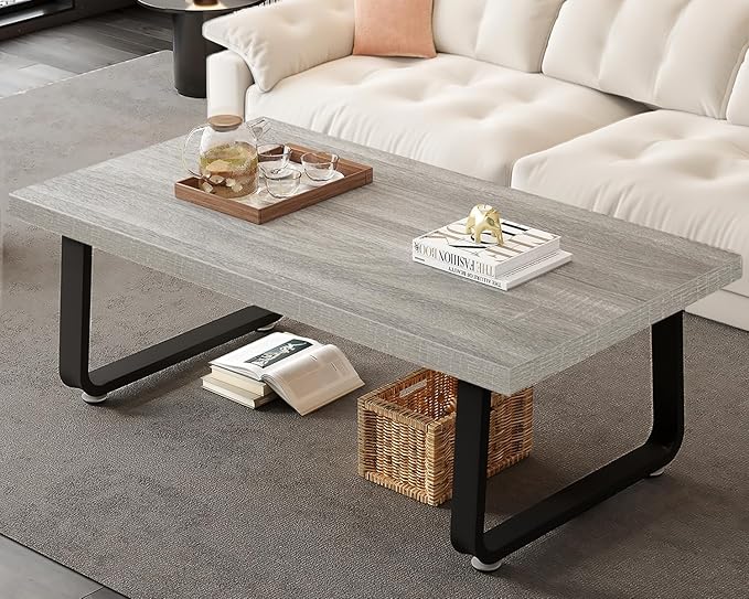 Coffee Table, Industrial Wooden Coffee Table, Modern Minimalist Rectangular Center Table