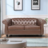 Chesterfield Sofa, Classic Tufted Upholstered Leather Couch, Modern 3 Seater Couch