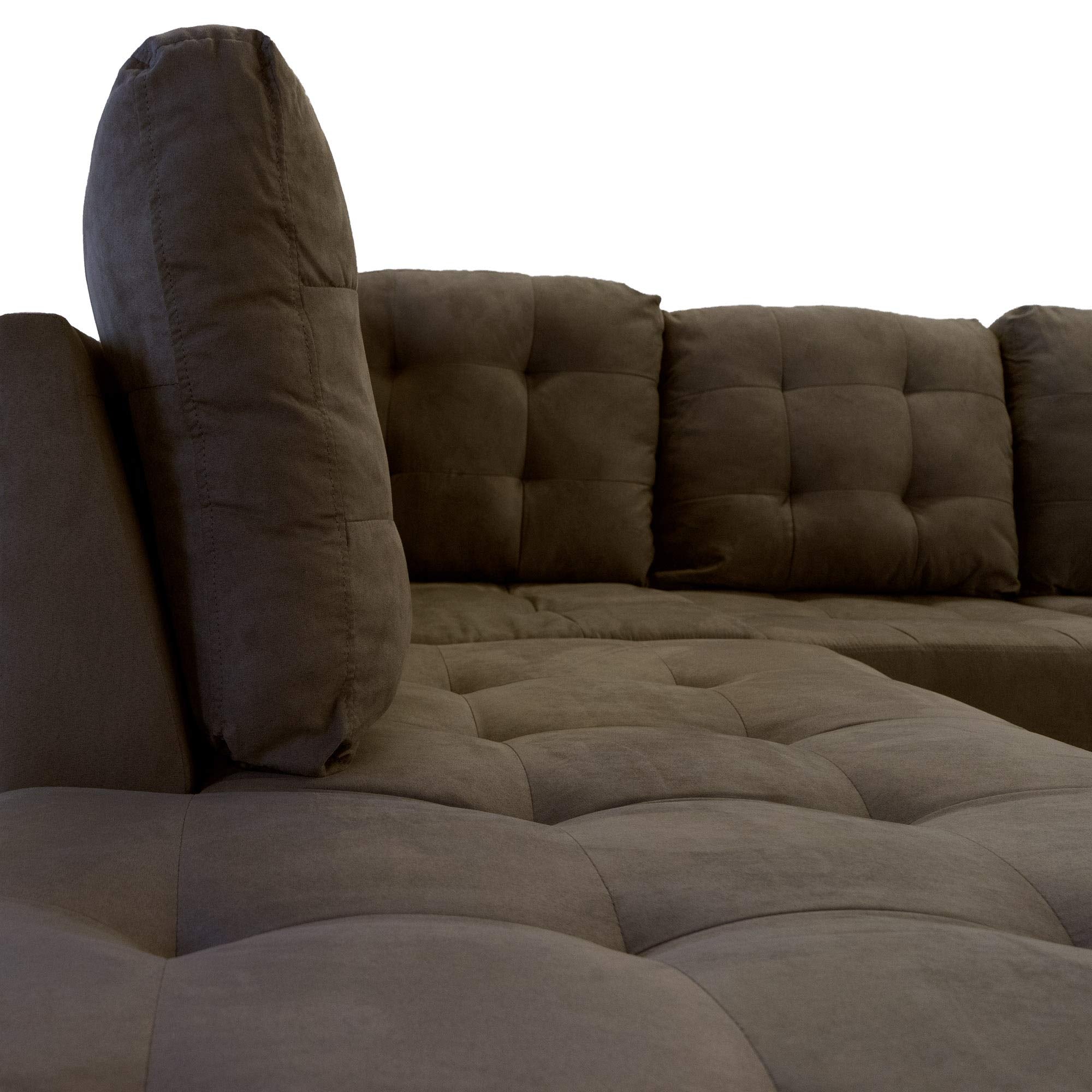LLC 3 Piece Modern Tufted Micro Suede L Shaped Sectional Sofa Couch
